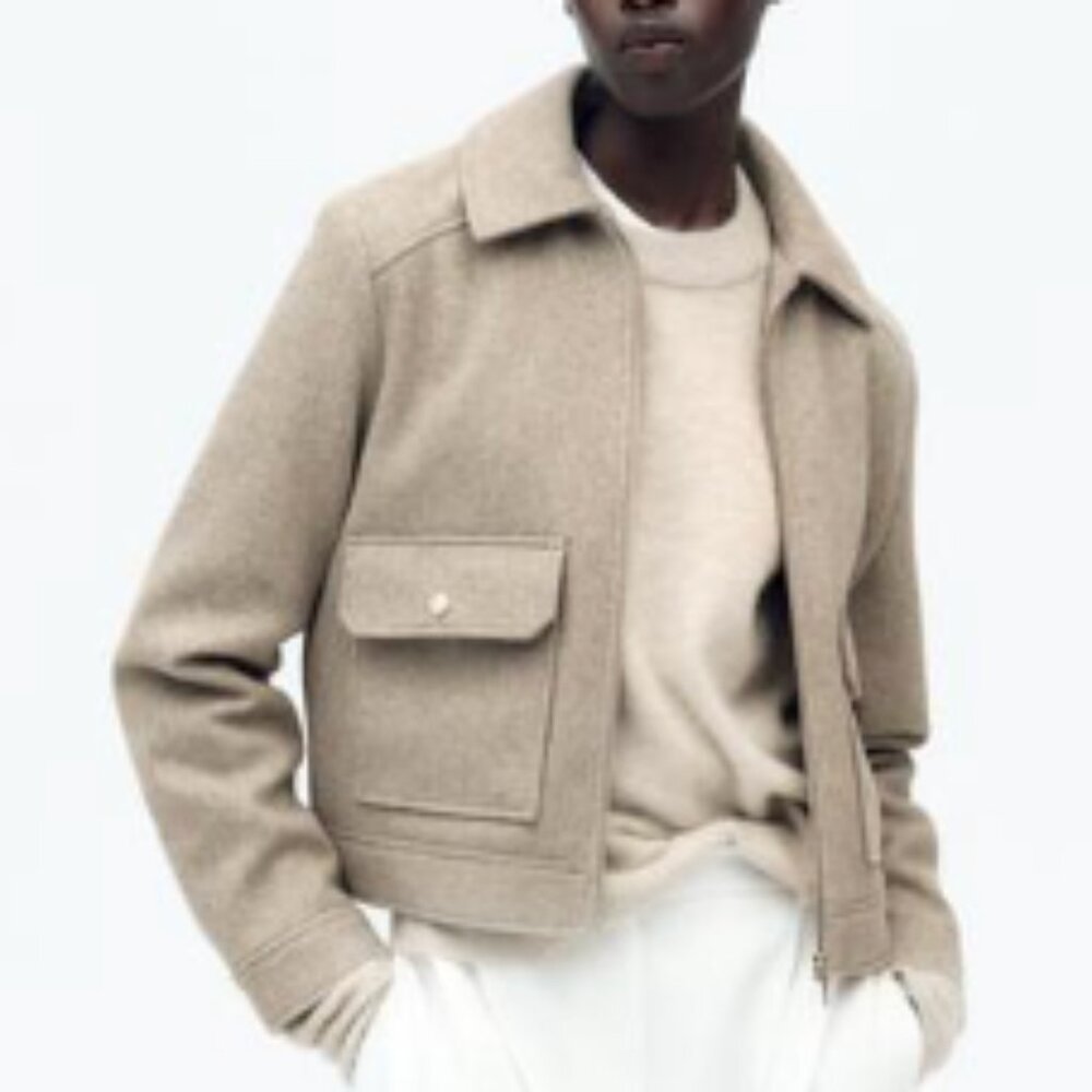 Zara SOFT ZIPPERED JACKET Size L